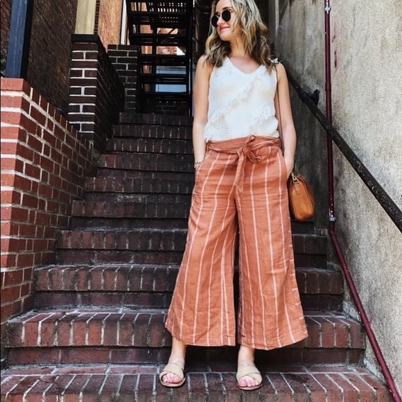 Anthro Portia Striped Linen Pants - Picture 2 of 5